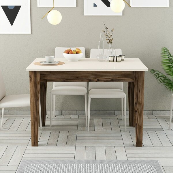 Hanah Home Kitchen Table Walnut Cream Kiev 508 - Walnut, Cream