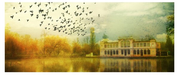 A festett táj képe lakóhelyel (120x50 cm)