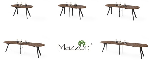 Mazzoni Ovális bővíthető étkezőasztal EXPANSO Barna Tölgy / fekete lábak