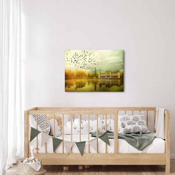 A festett táj képe lakóhelyel (70x50 cm)