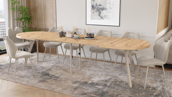 Mazzoni Ovális bővíthető étkezőasztal EXPANSO Artisan Tölgy / kasmír lábak