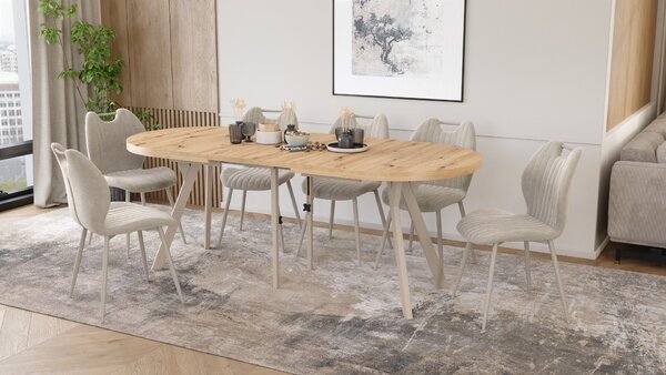 Mazzoni Ovális bővíthető étkezőasztal EXPANSO Artisan Tölgy / kasmír lábak