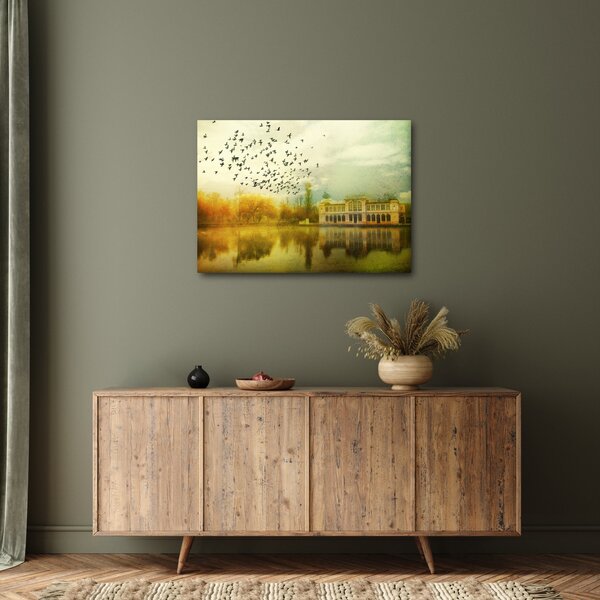 A festett táj képe lakóhelyel (70x50 cm)