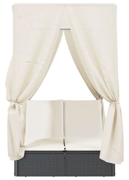 VidaXL Dupla Napozóágy - Polyrattan - Fekete - 200x114cm