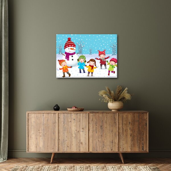 Kép - Téli gyerekes mulatságok (70x50 cm)
