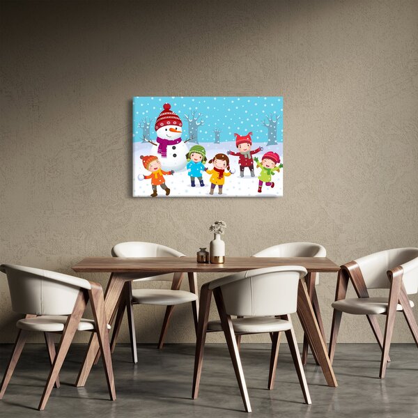 Kép - Téli gyerekes mulatságok (90x60 cm)
