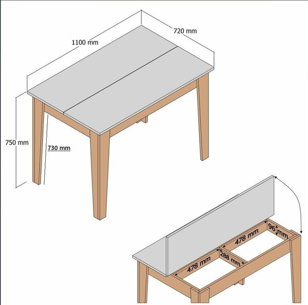Hanah Home Kitchen Table Walnut Travertine Kiev 895 - Walnut, Travertine