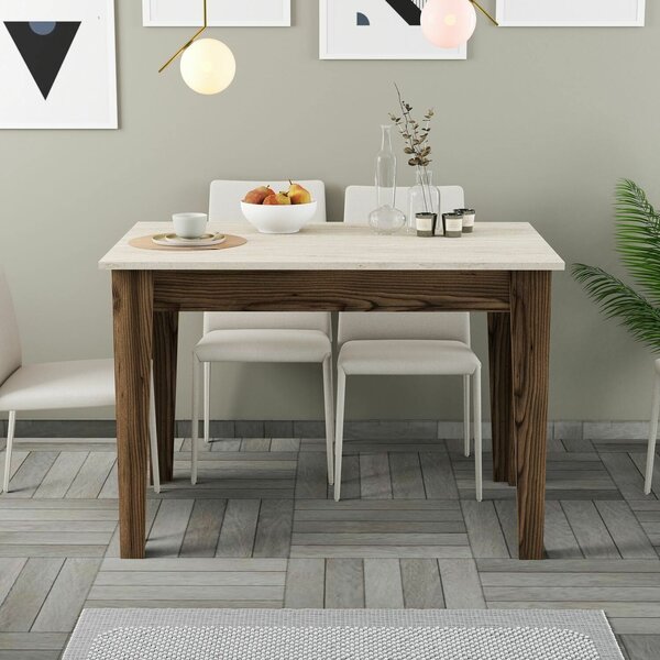 Hanah Home Kitchen Table Walnut Travertine Kiev 895 - Walnut, Travertine