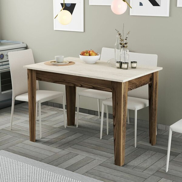 Hanah Home Kitchen Table Walnut Travertine Kiev 895 - Walnut, Travertine