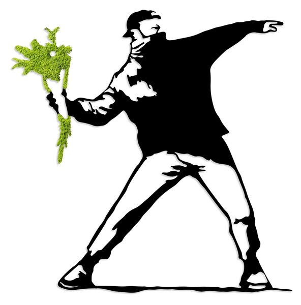 Wallity Dekoratív fali kiegészítő Világoszöld Fekete Moha - Flower Gang