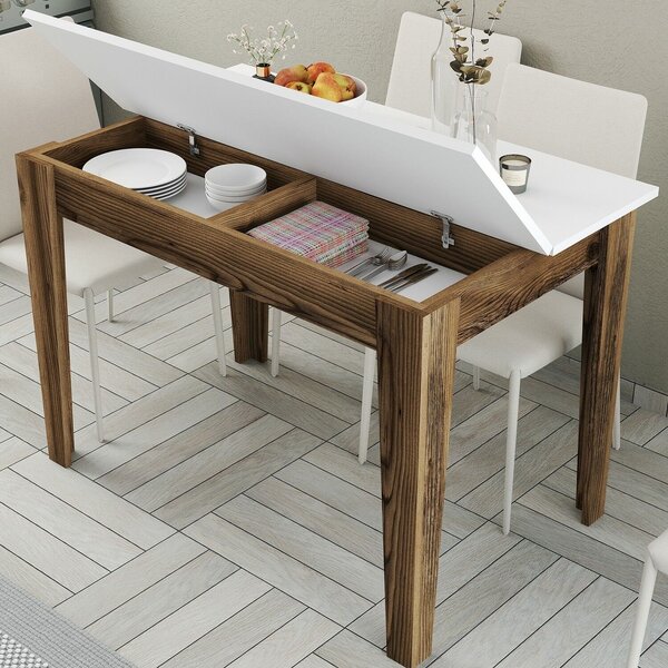 Hanah Home Kitchen Table Walnut White Kiev 505 - Walnut, White