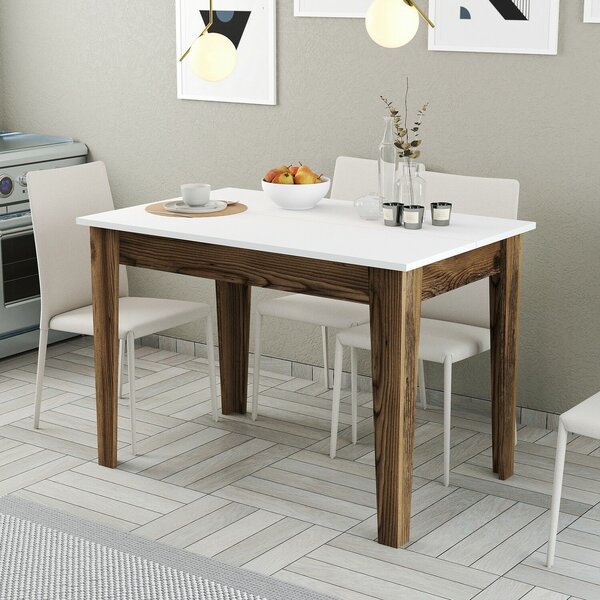 Hanah Home Kitchen Table Walnut White Kiev 505 - Walnut, White