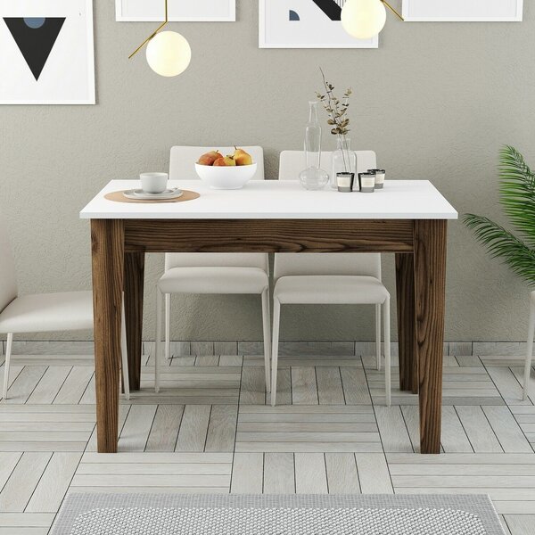 Hanah Home Kitchen Table Walnut White Kiev 505 - Walnut, White