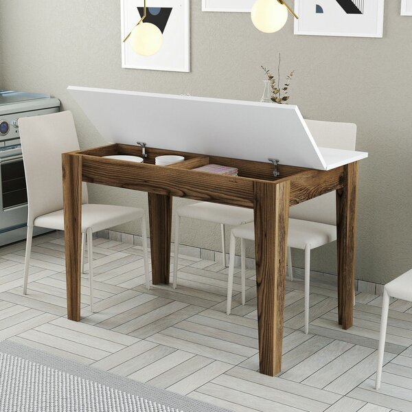 Hanah Home Kitchen Table Walnut White Kiev 505 - Walnut, White