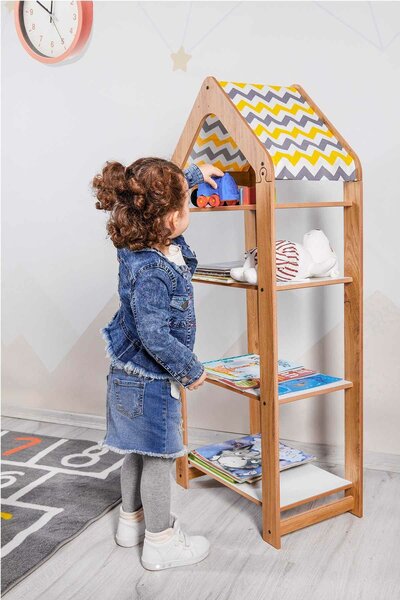 Hanah Home Multi Purpose Shelf Natural White Yellow Multipurpose Shelves 4 - Natural, White, Yellow