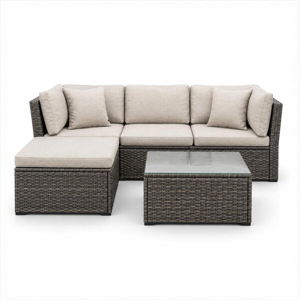 AVENBERG ARANCIO Kerti rattan garnitúra - szürke/bézs