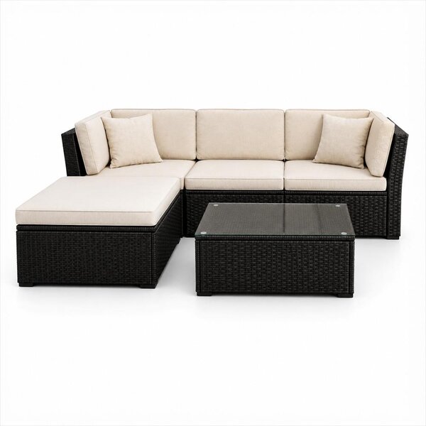 AVENBERG ARANCIO Kerti rattan garnitúra - fekete/bézs