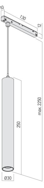 XTEN hengeres függesztett LED lámpa, matt nikkel, 6 W, Ø3 cm, 2700 K