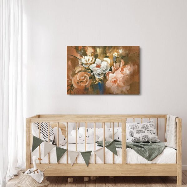 Kép - Festett csokor virág (90x60 cm)
