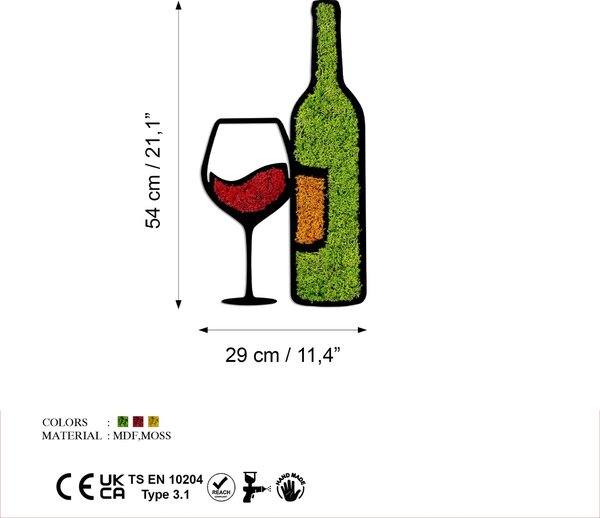 Wallity Dekoratív Fali Kiegészítő Világoszöld Narancs Piros Moha - Drink