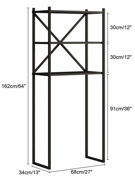 Hanah Home Washing Machine Shelf Black Braga - Black