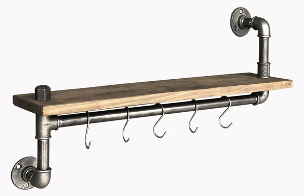Hanah Home Pipe Shelf Fekete Dió Boruraf008