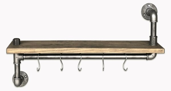 Hanah Home Pipe Shelf Fekete Dió Boruraf008