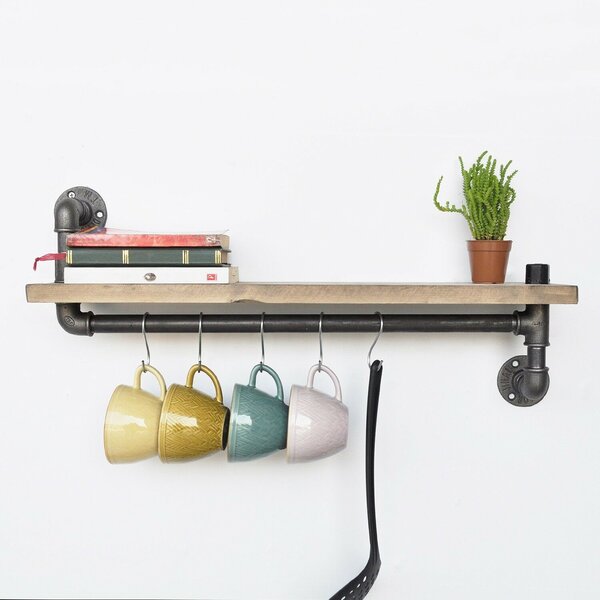 Hanah Home Pipe Shelf Fekete Dió Boruraf008
