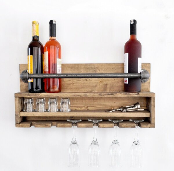 Hanah Home Pipe Shelf Walnut Black Boruraf216