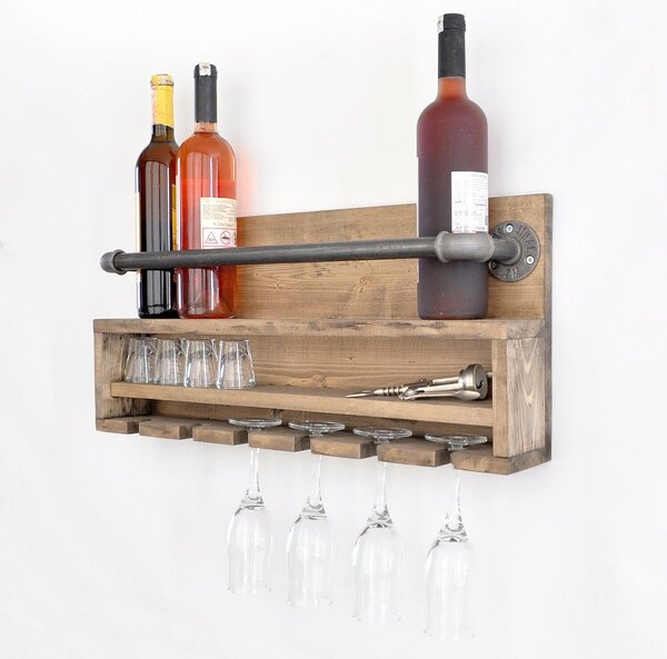 Hanah Home Pipe Shelf Walnut Black Boruraf216