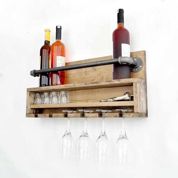 Hanah Home Pipe Shelf Walnut Black Boruraf216