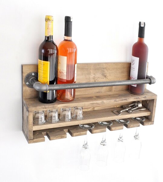 Hanah Home Pipe Shelf Walnut Black Boruraf216