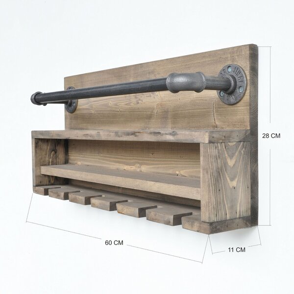 Hanah Home Pipe Shelf Walnut Black Boruraf216