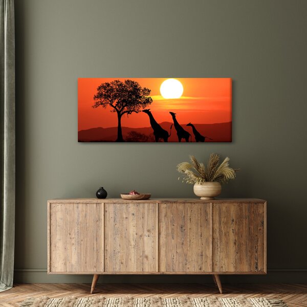 Zsiráfok képe naplementekor (120x50 cm)