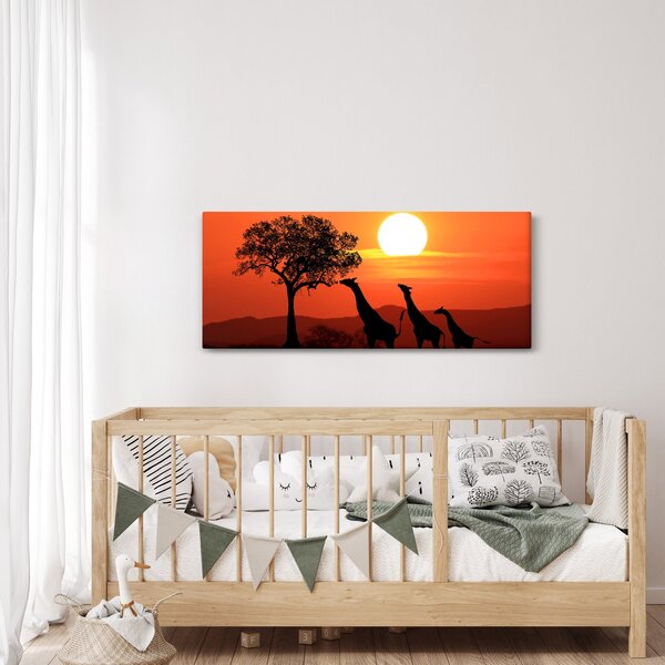 Zsiráfok képe naplementekor (120x50 cm)