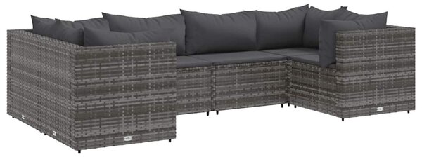 Polyrattan Kerti Ülőgarnitúra - 6 részes - Szürke