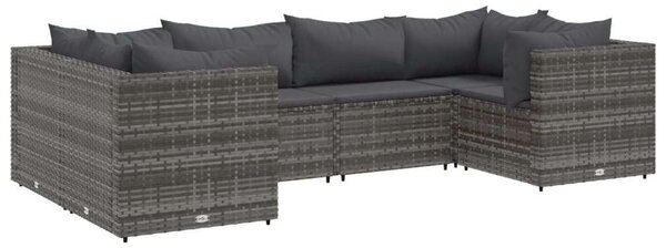 Polyrattan Kerti Ülőgarnitúra - 6 részes - Szürke