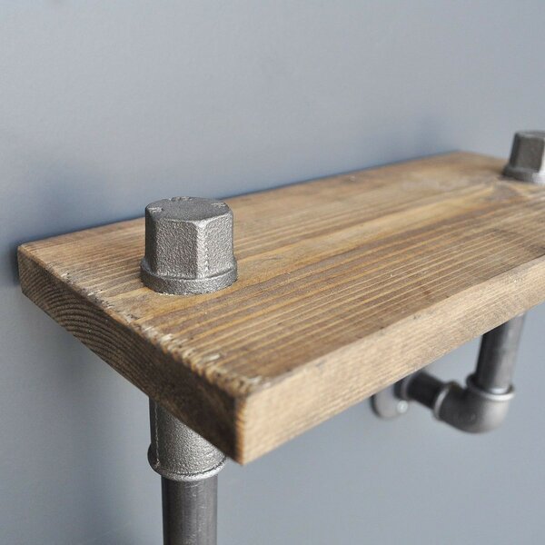 Hanah Home Pipe Shelf Walnut Black Boruraf041
