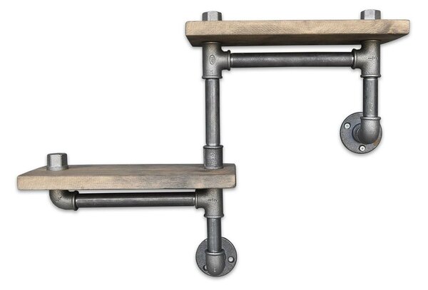 Hanah Home Pipe Shelf Walnut Black Boruraf041