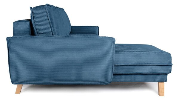 Kék kordbársony kinyitható sarokkanapé (variálható) Tori – Bonami Selection