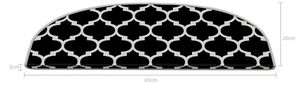 Fekete-fehér lépcsőszőnyeg szett 16 db-os 20x65 cm Madalyon – Vitaus