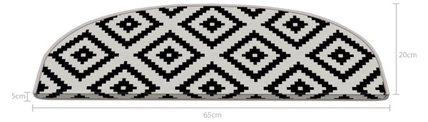Fekete-fehér lépcsőszőnyeg szett 16 db-os 20x65 cm Art – Vitaus
