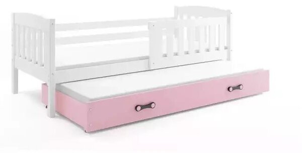 Cub kihúzható ifjúsági ágy 90x190 fiókkal, fehér/rózsaszín, fehér/rózsaszín