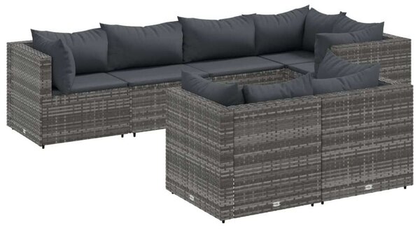 VidaXL Polyrattan Kerti Ülőgarnitúra - 7 részes - Szürke