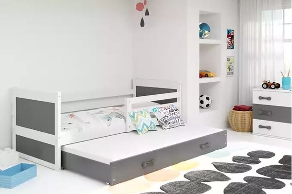 Kihúzható ifjúsági ágy rico 90x190 fiókkal, fehér/grafit