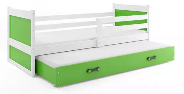 Kihúzható ifjúsági ágy rico 90x190 fiókkal, fehér/zöld