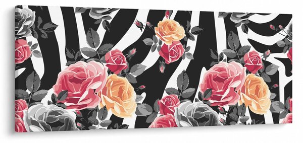 Virágzó rózsák képe (120x50 cm)