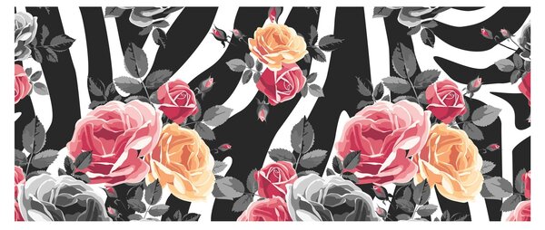 Virágzó rózsák képe (120x50 cm)