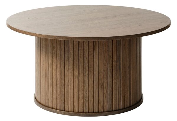Barna kerek dohányzóasztal tölgyfa dekorral ø 90 cm Nola – Unique Furniture