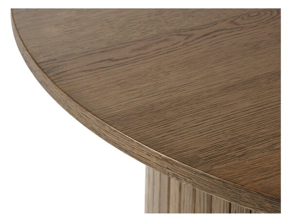 Barna kerek dohányzóasztal tölgyfa dekorral ø 90 cm Nola – Unique Furniture